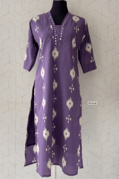 2 Pcs Cotton printed side slitted kurtis and bottom/3652