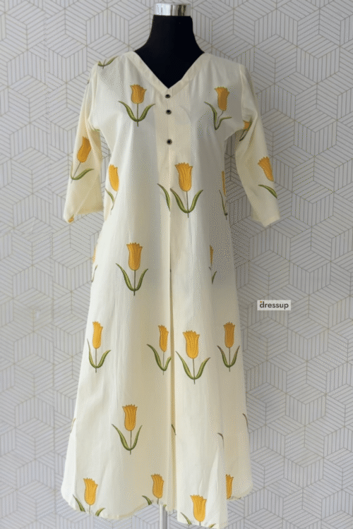 2 Pcs Cotton printed Aline Top and bottom/3602
