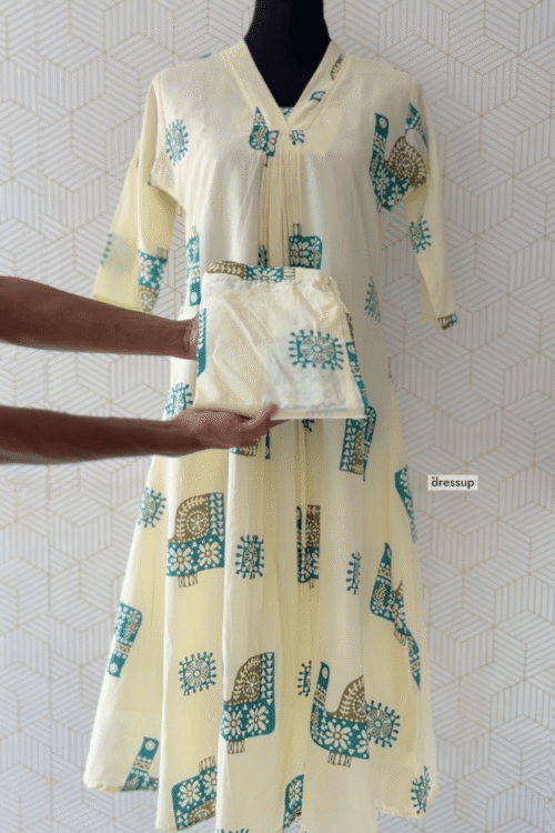 2 Pcs Cotton printed Aline Top and bottom/3624