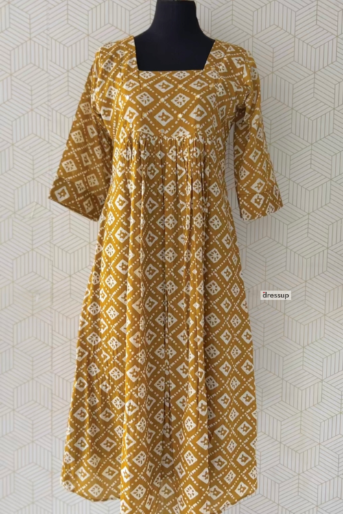 2 Pcs Cotton printed Aline kurtis and bottom/3639