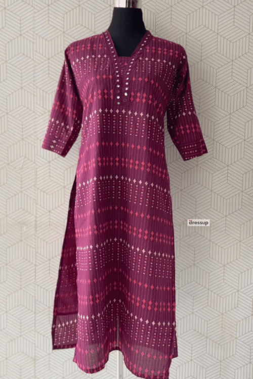 2 Pcs Cotton printed side slitted kurtis and bottom/3649