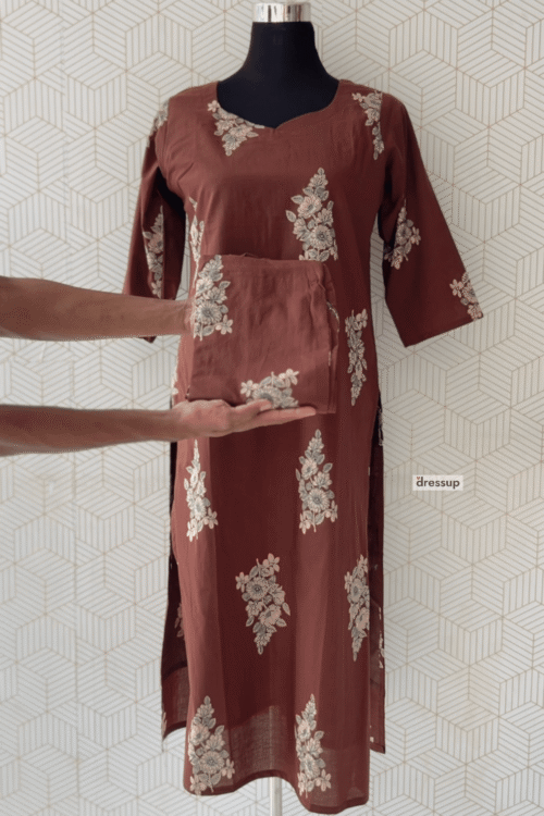 2 Pcs Cotton printed side slitted kurtis and bottom/3590