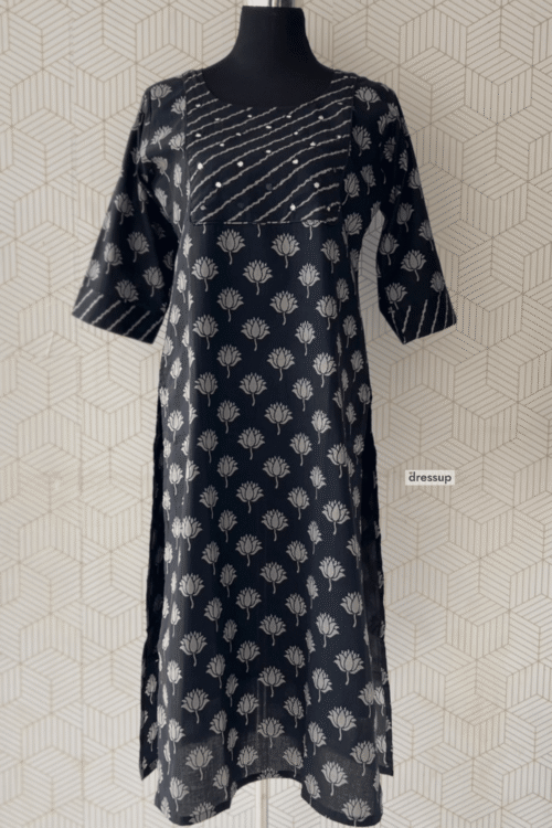 2 Pcs Cotton printed side slitted kurtis and bottom/3654