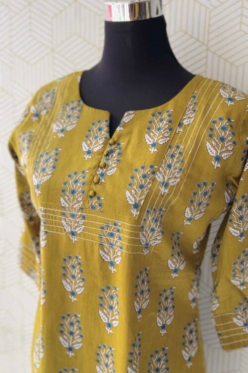 2 Pcs Cotton printed side slitted kurtis and bottom/3684
