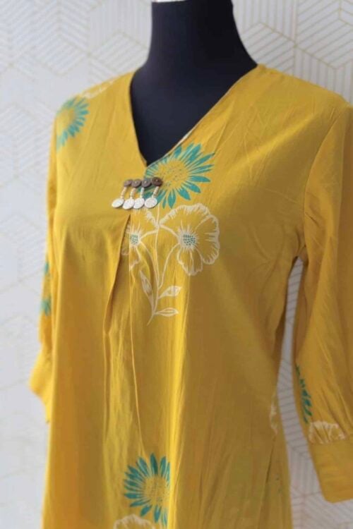 2 Pcs Cotton printed side slitted kurtis and bottom/3630