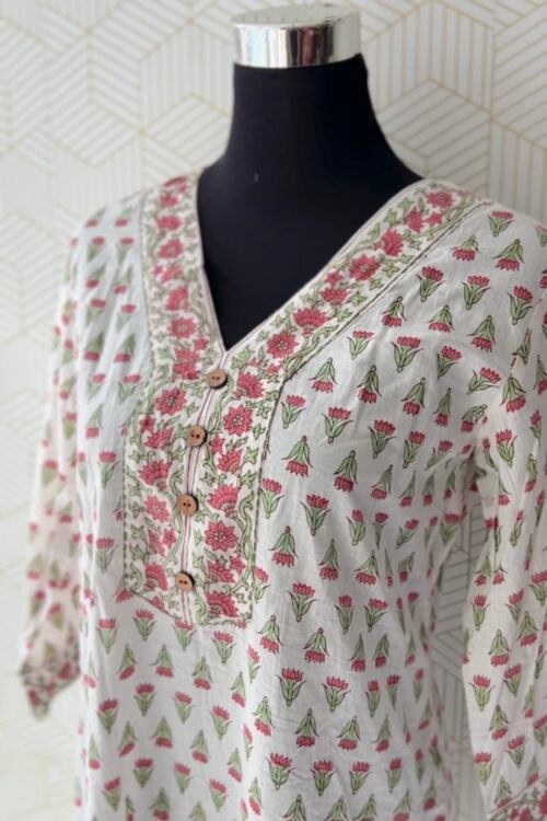 2 Pcs Cotton printed side slitted kurtis and bottom/2153