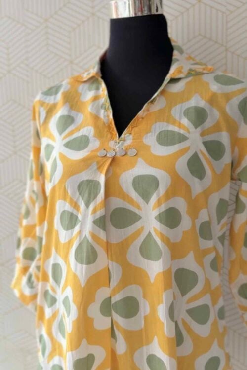 2 Pcs Cotton printed side slitted kurtis and bottom/3673