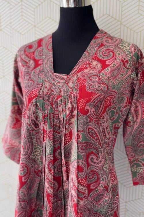 Pcs Cotton printed aline kurtis and bottom/3686