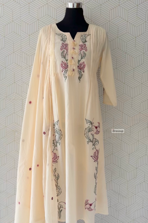 Premium 3 Pcs Mul Cotton kurtis with bottom and Dupatta/3721