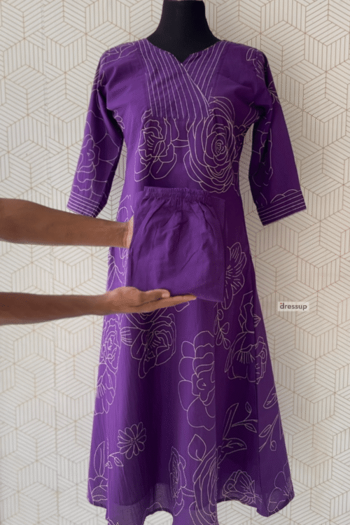 2 Pcs Cotton printed aline kurtis and bottom/3687