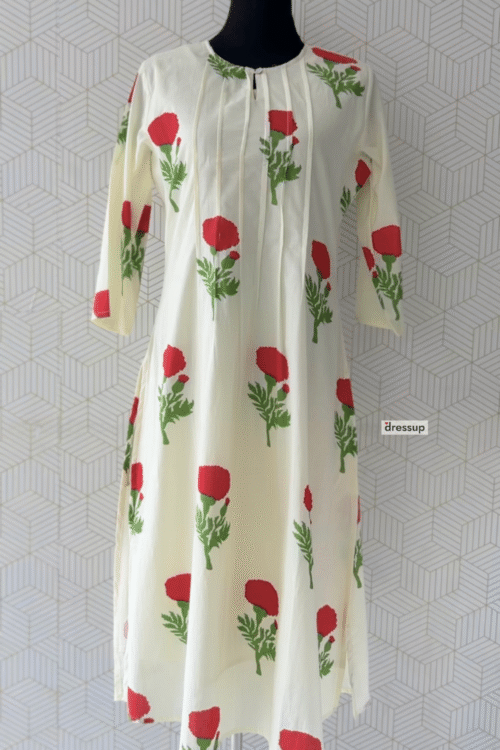 2 Pcs Cotton printed side slitted kurtis and bottom/3662
