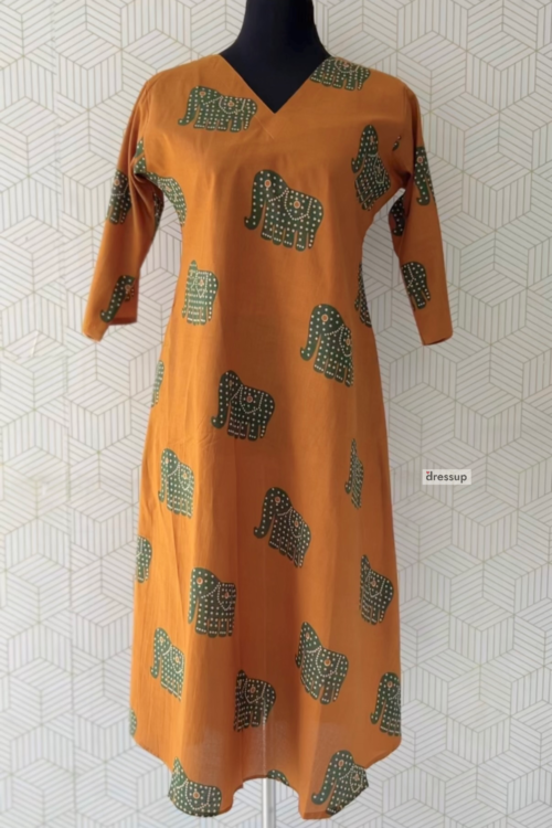 2 Pcs Cotton printed Aline kurtis with bottom/3101