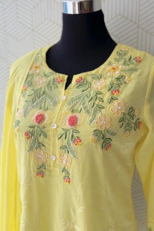 3 piece Elegant Embroidered Mul Cotton Suit Set with bottom and dupatta/3863