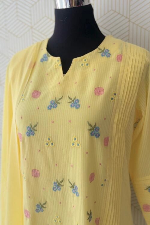 3 Piece Floral Embroidered Silly Cotton Suit Set/3886
