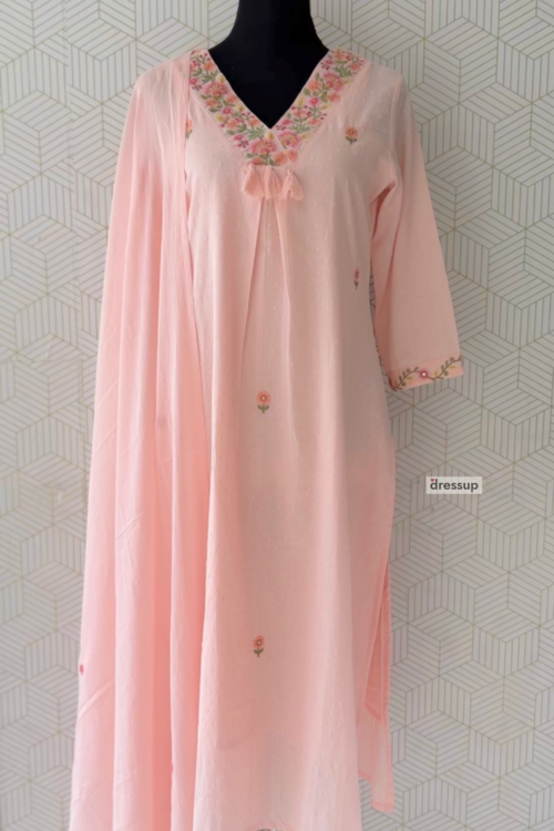 Premium 3 Pcs Cotton side slitted kurtis with bottom and Dupatta/3707