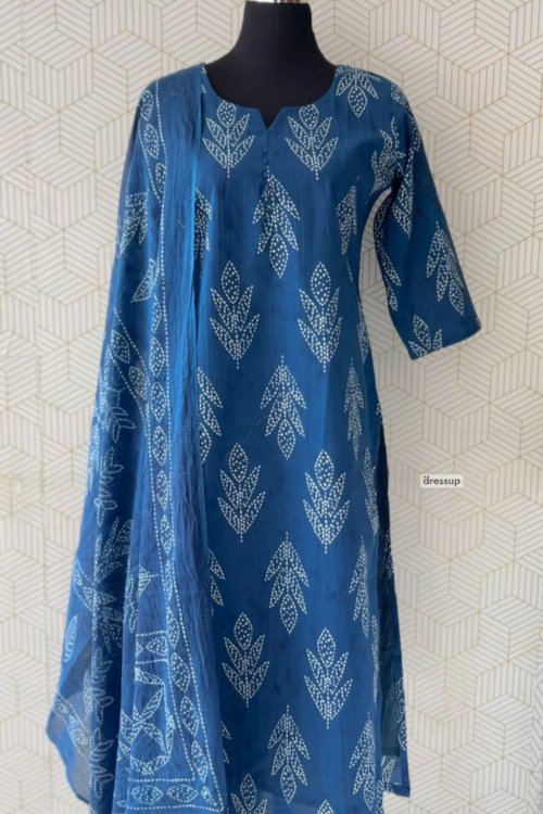 3 Pcs Cotton side slitted kurtis with bottom and Dupatta/3734