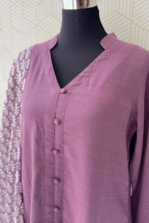 3 Pcs Cotton side slitted kurtis with semi-palazzo pant & printed stole/3931