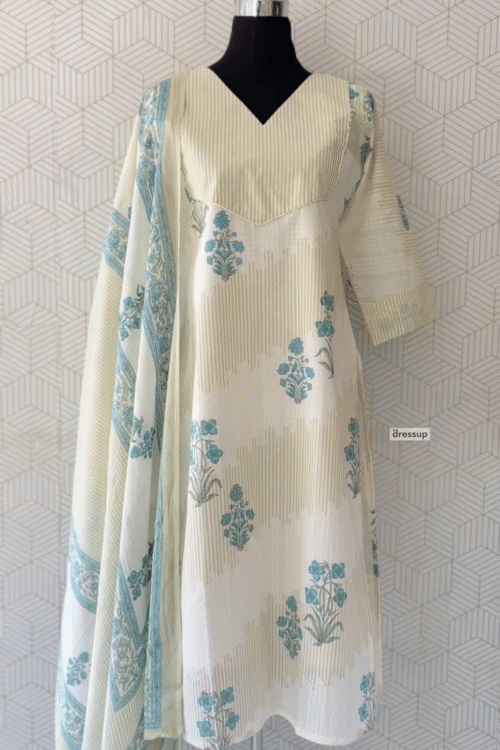 3 Pcs Cotton side slitted kurtis with bottom and dupatta/4008