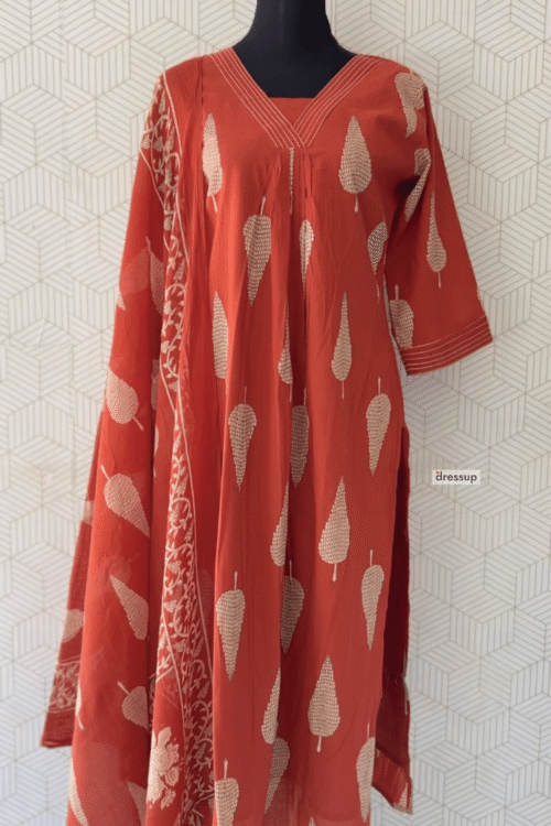 3 Pcs Cotton side slitted kurtis with bottom and dupatta/3956