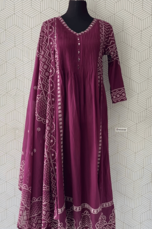 3 Pcs Cotton Aline kurtis with bottom and Dupatta/3850