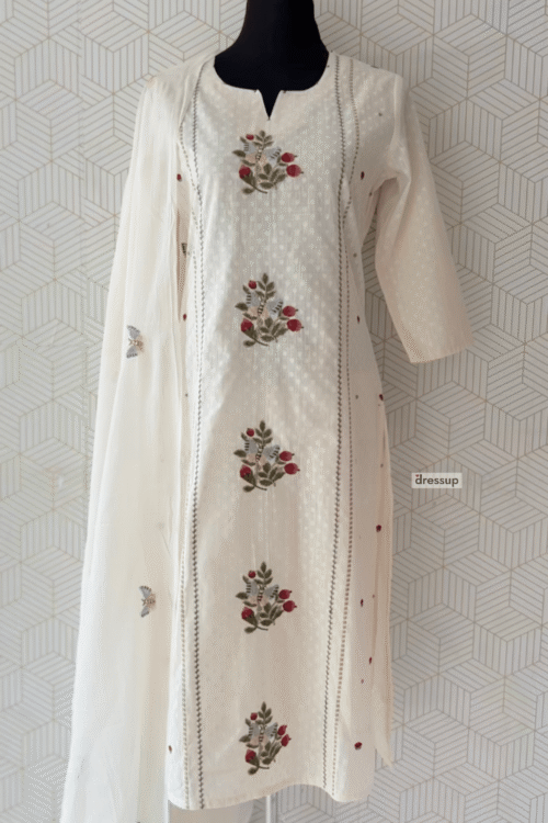 Premium 3 Pcs Cotton side slitted kurtis with bottom and dupatta/3967
