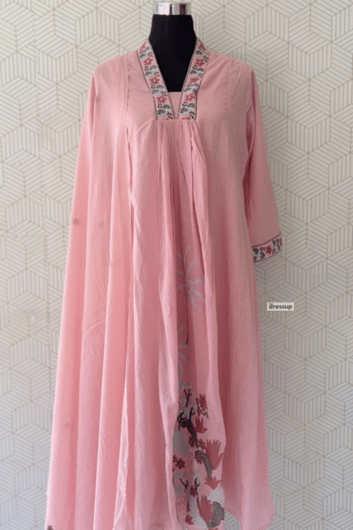 3 Pcs Cotton Aline kurtis with bottom and Dupatta/3998