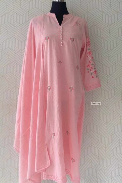 Premium 3 Pcs Cotton side slitted kurtis with bottom and dupatta/3934