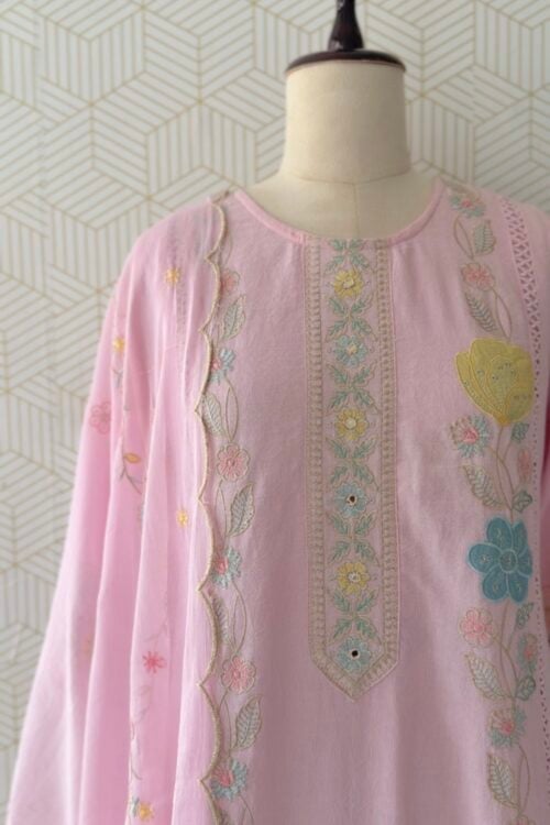 Premium 3 Pcs Cotton side slitted kurtis with bottom and dupatta/3424