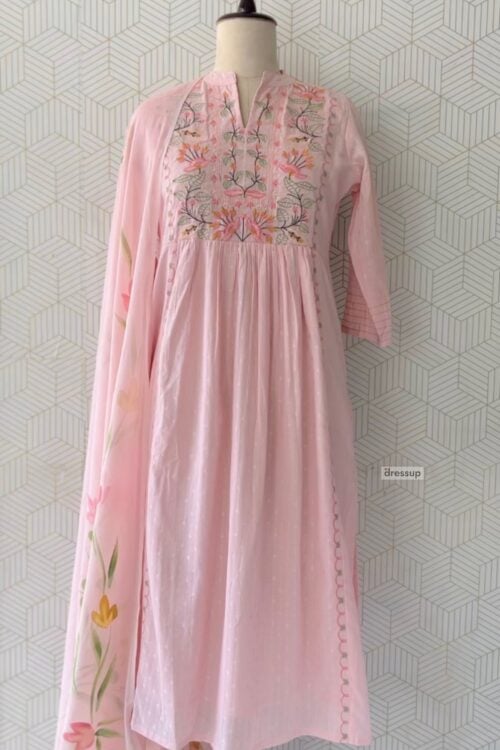 Premium 3 Pcs Cotton side slitted kurtis with bottom and dupatta/3979